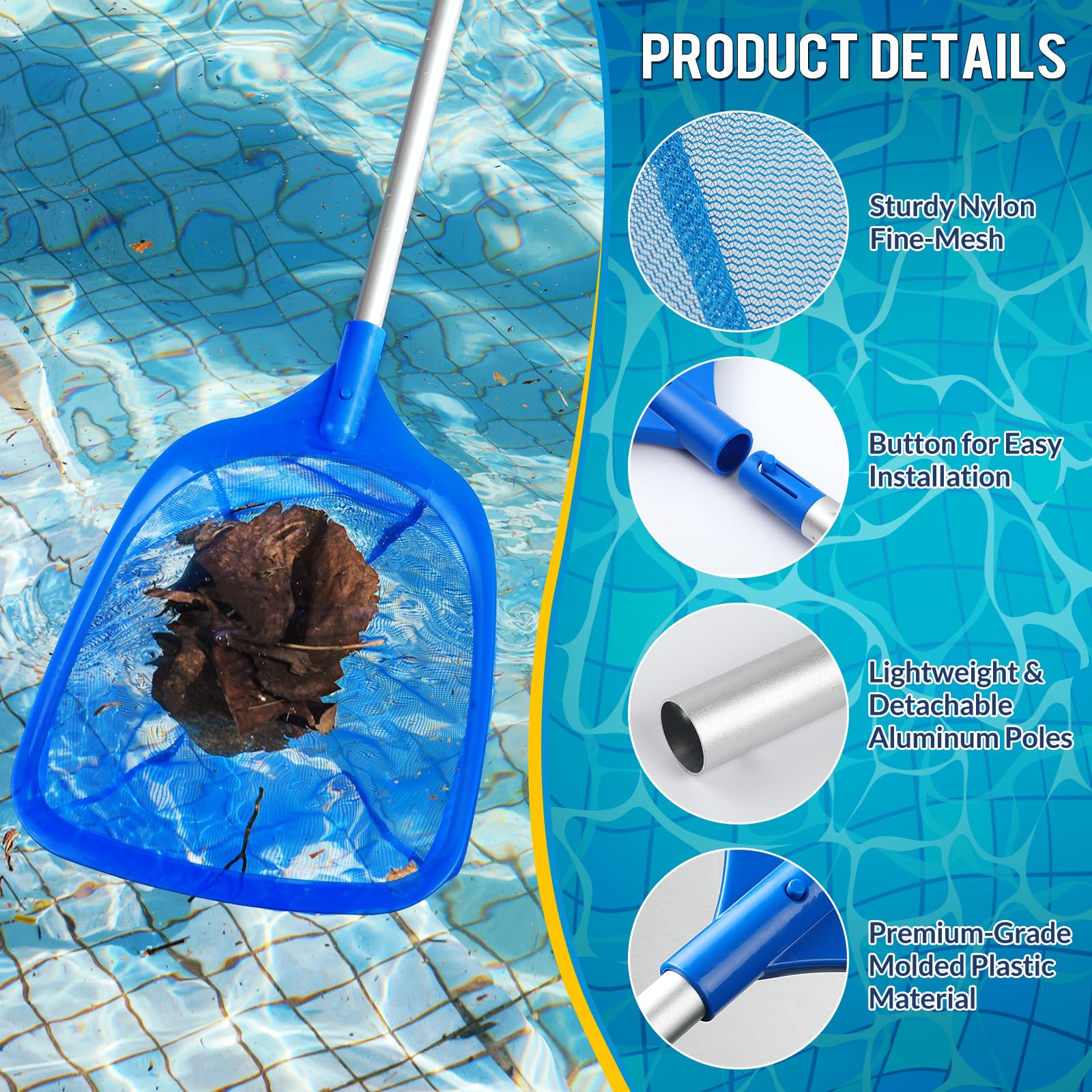 Tavaleu Pool Skimmer Net close-up of durable plastic frame