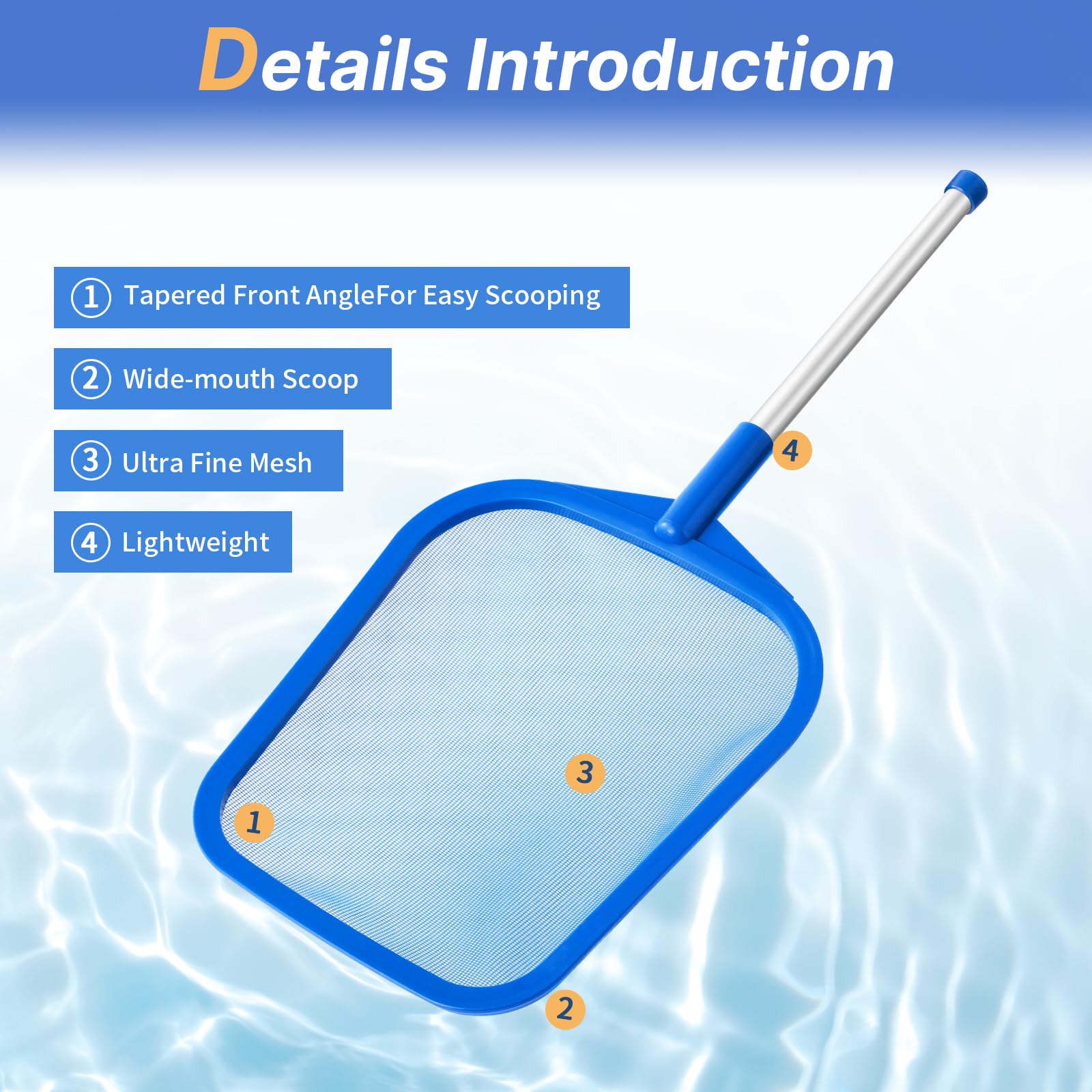 Tavaleu Pool Skimmer Net in use at a swimming pool