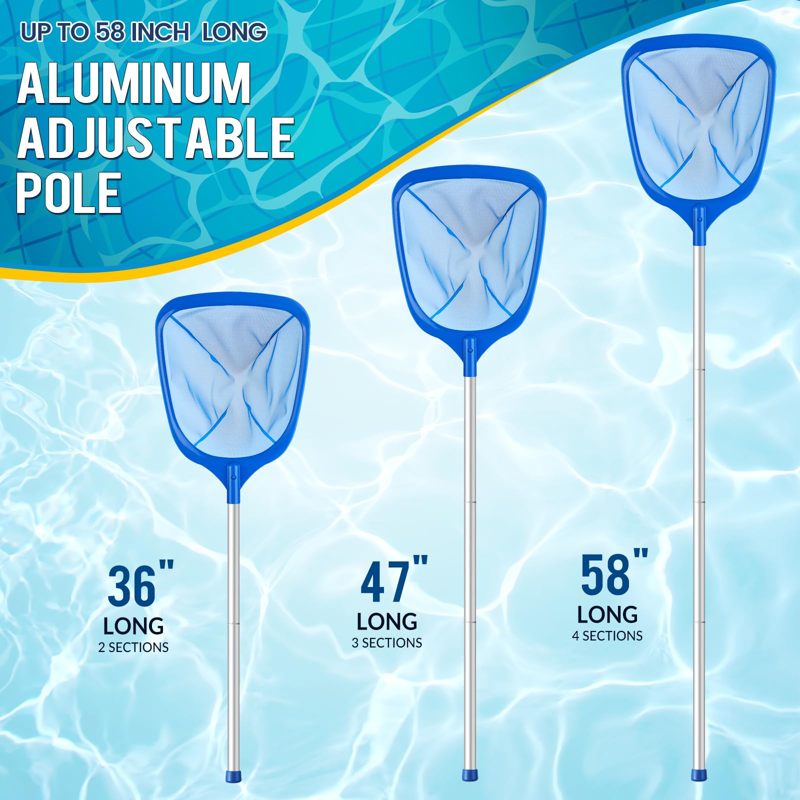 Tavaleu Pool Skimmer Net in use cleaning leaves from pool
