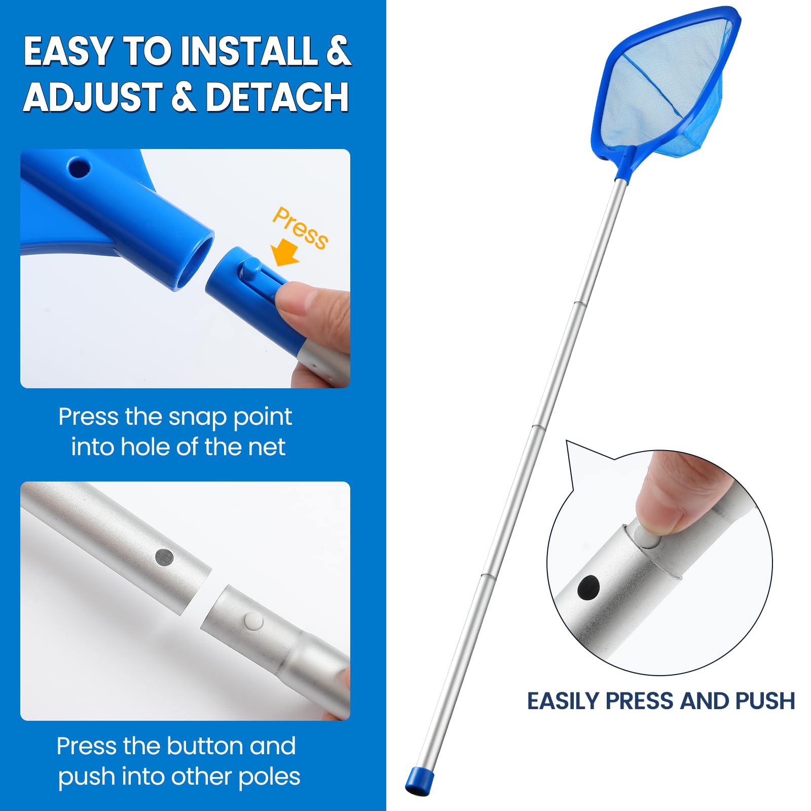 Tavaleu Pool Skimmer Net ready for use in a swimming pool