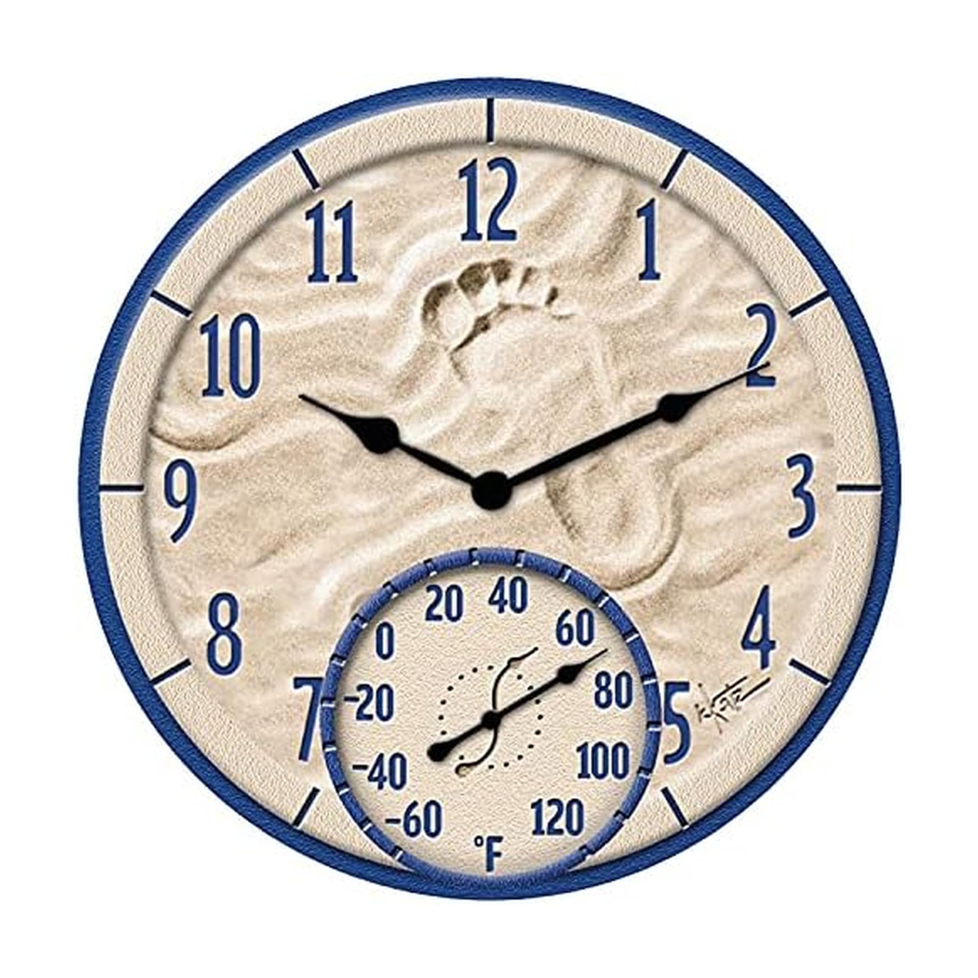 Taylor 14 Inch Resin Outdoor Clock with Thermometer front view