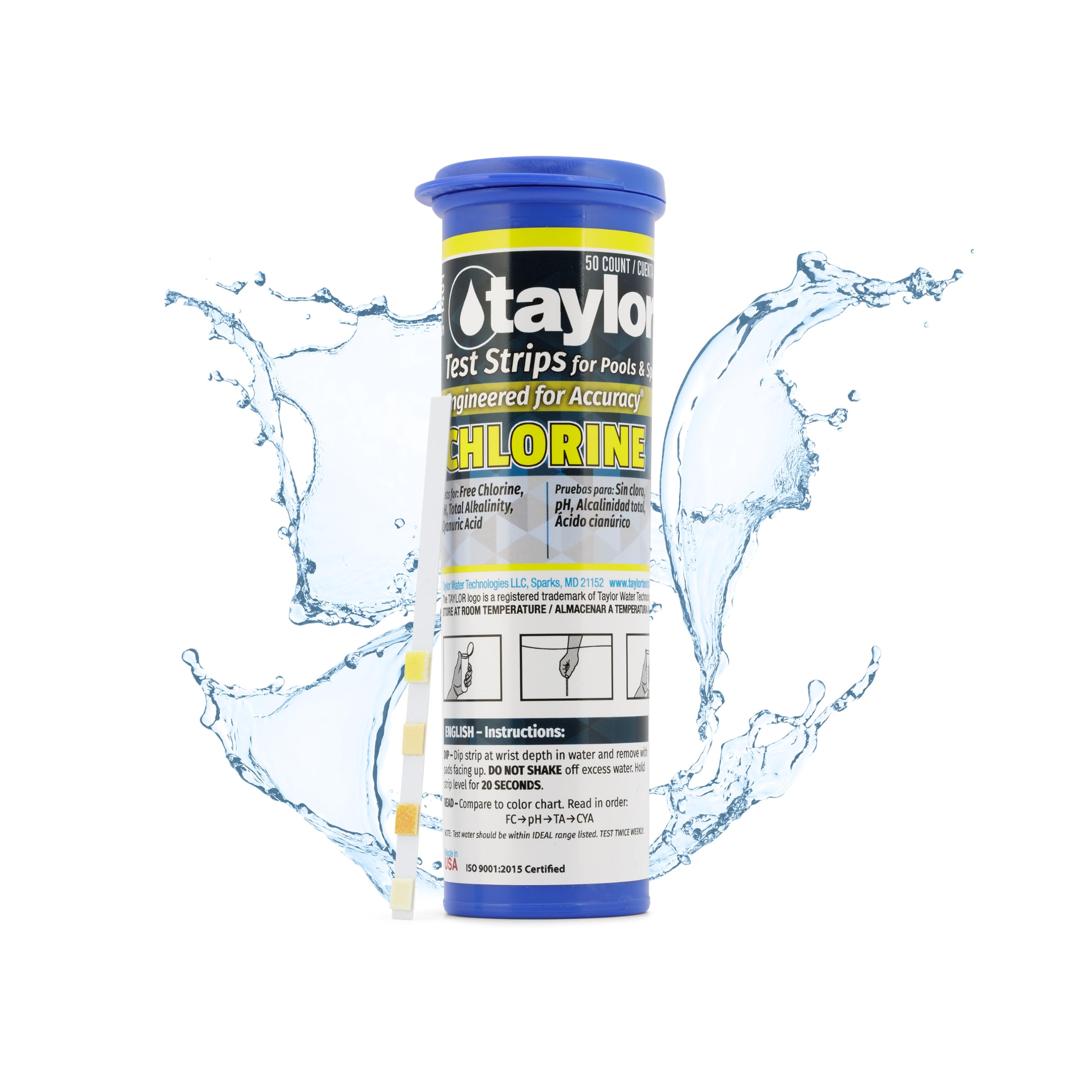 Taylor 4-in-1 Pool and Spa Test Strips front view