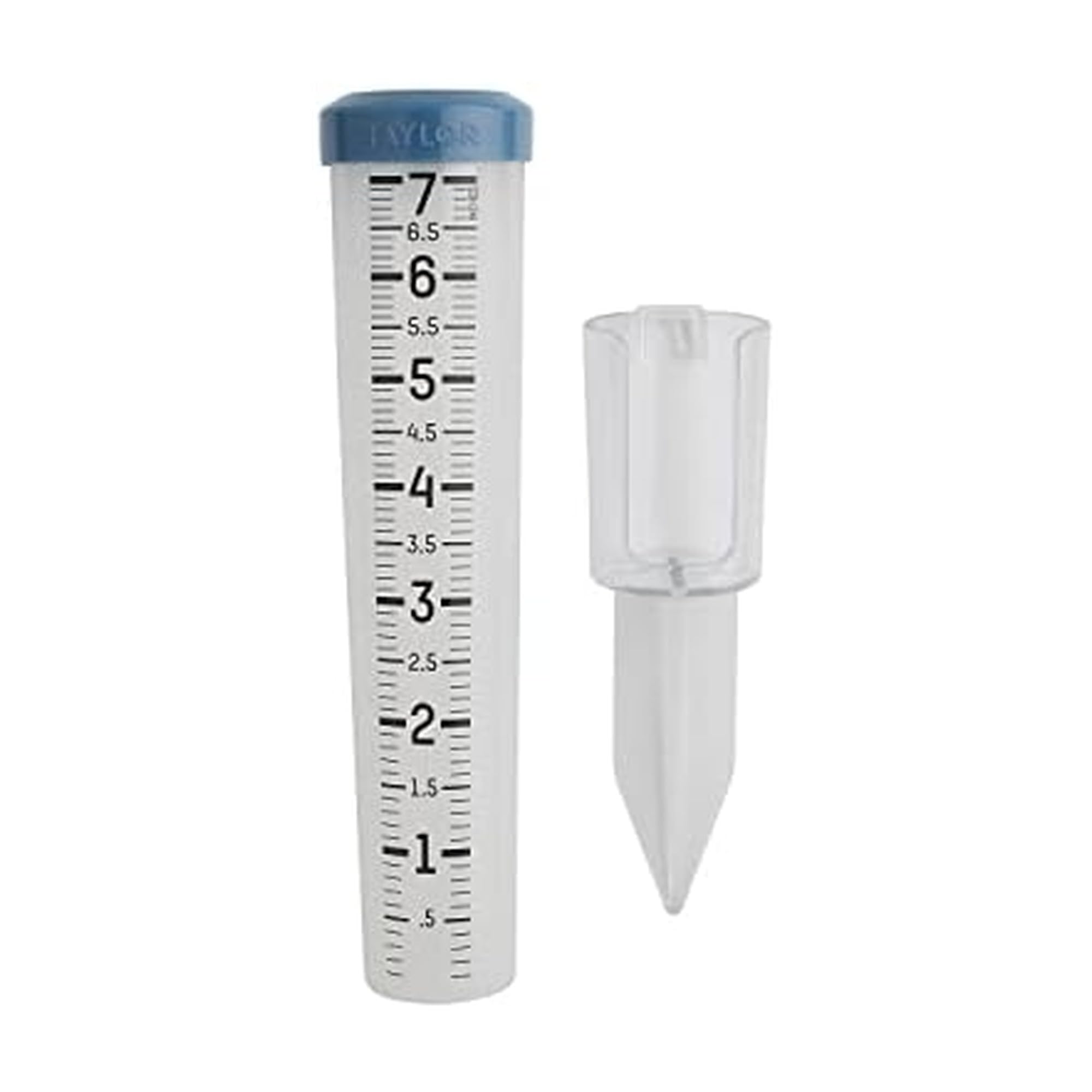 Taylor 7 Inch Rain Gauge in teal colour front view