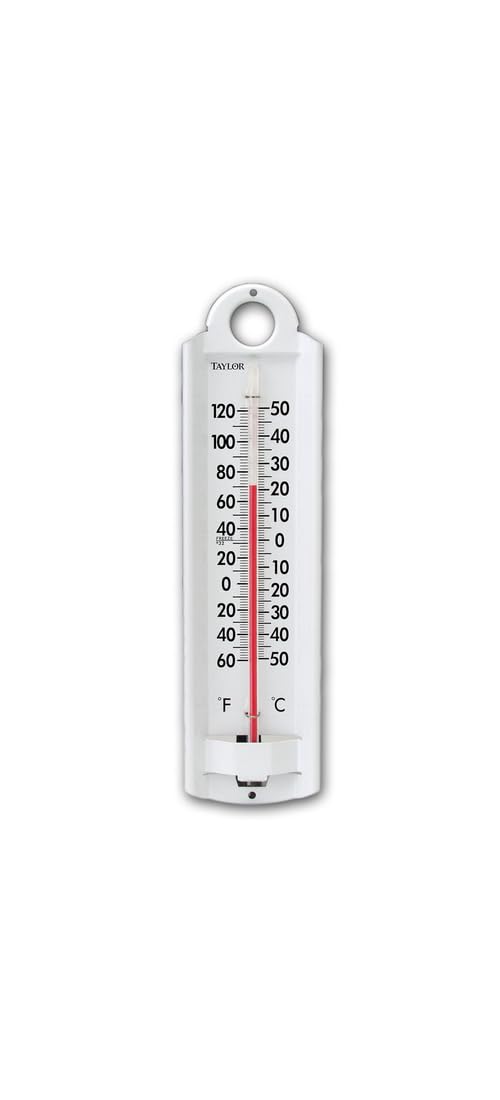 Taylor Indoor/Outdoor Wall Thermometer front view, white