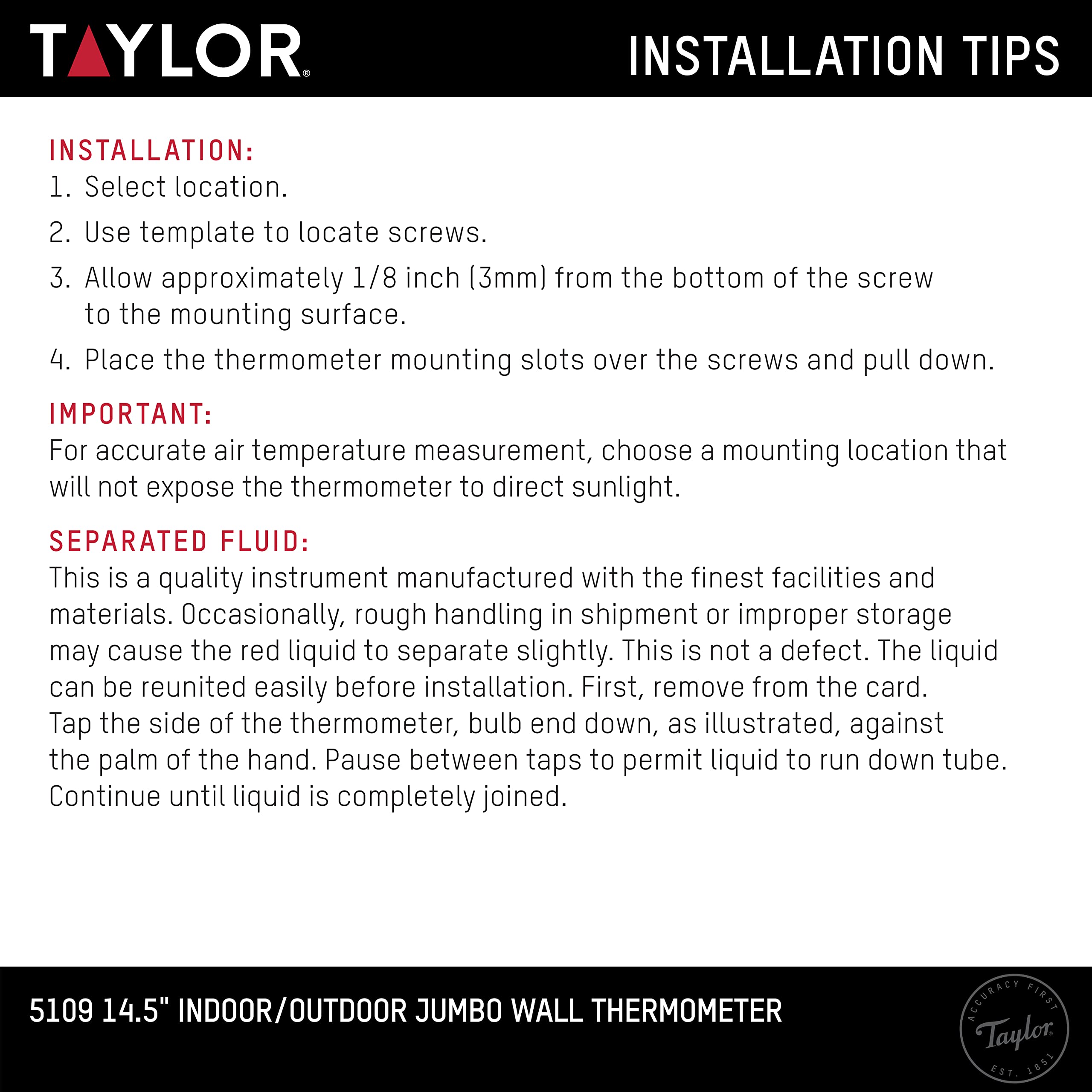 Taylor Jumbo Wall Thermometer displaying humidity levels