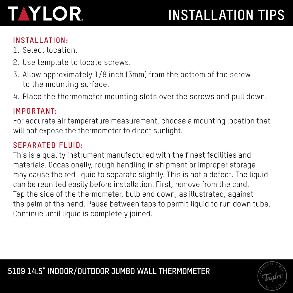 Taylor Jumbo Wall Thermometer displaying humidity levels