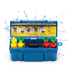 Taylor K-1004 DPD Pool Test Kit front view with reagents