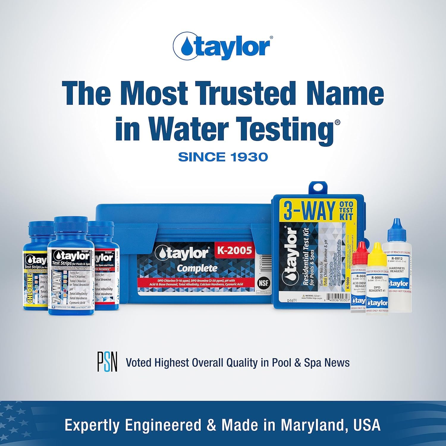 Taylor K-2006C Test Kit with pool water testing setup