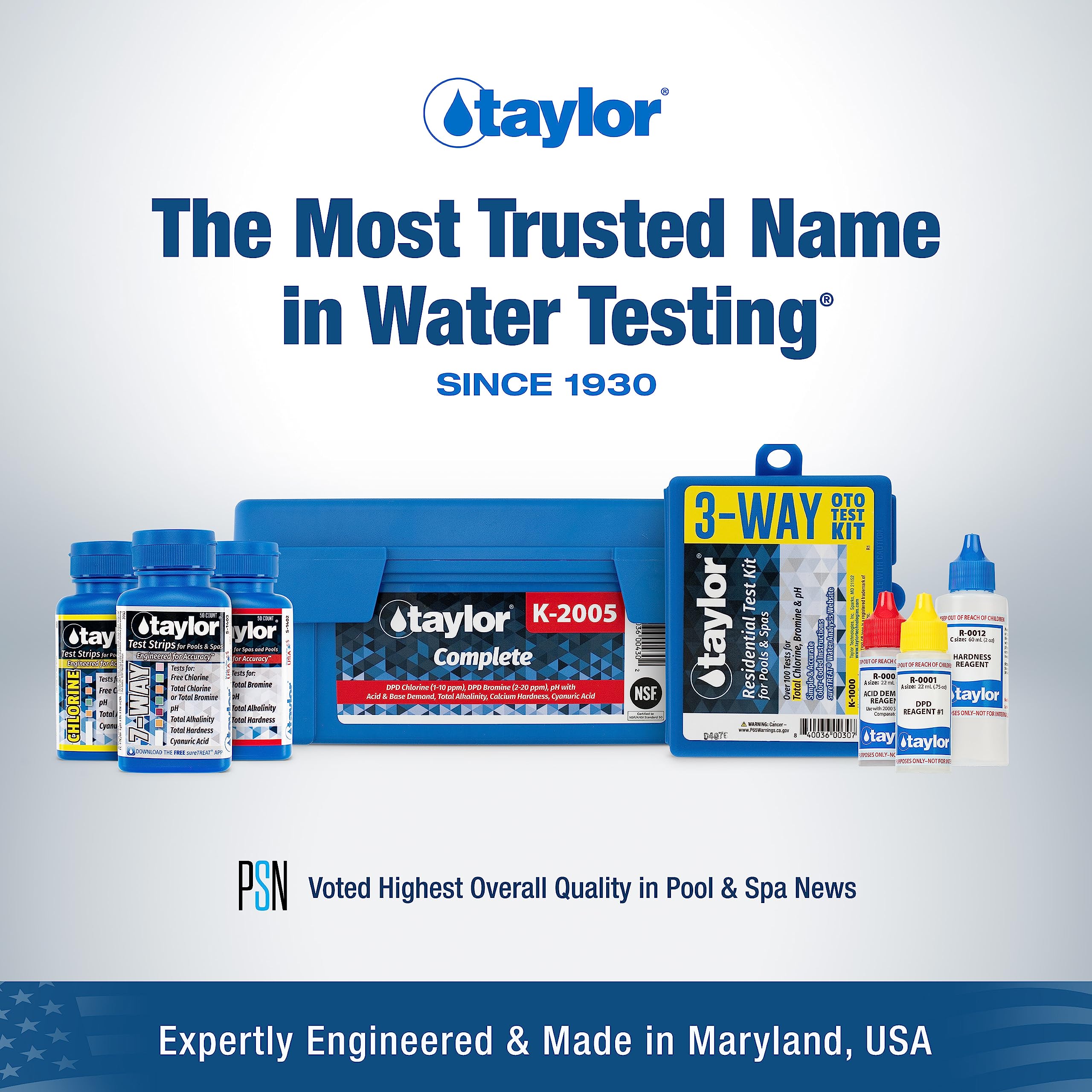Taylor Pool Water Test Kit K-2006 set up for testing pool water