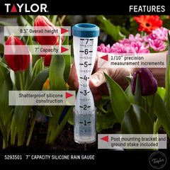 Taylor Rain Gauge measuring rainfall outdoors