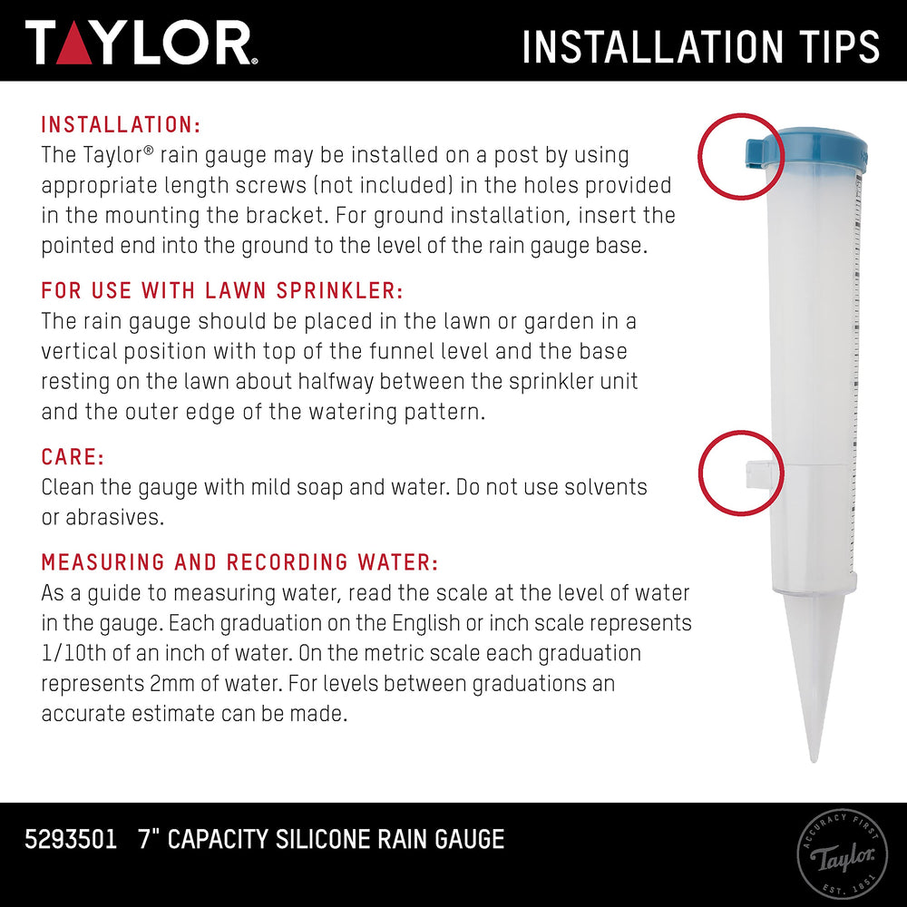 Taylor Rain Gauge placed in a garden