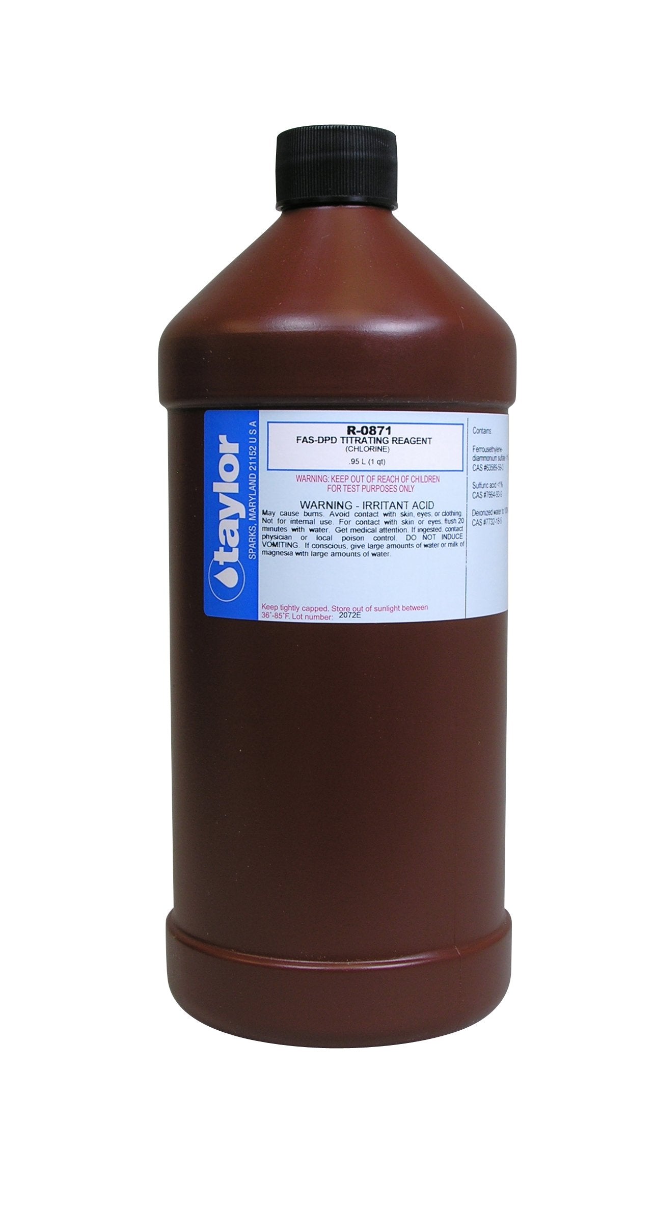 Taylor Replacement Pool Reagents FAS-DPD 1 qt liquid bottle front view
