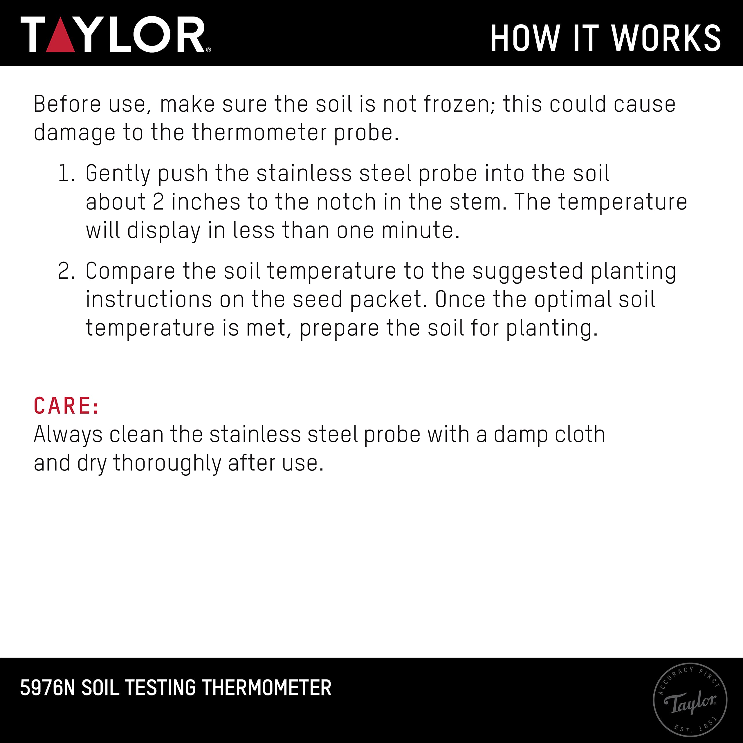 Taylor Soil Thermometer with stem clip attached to a pot