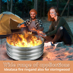 TBMLC 32-inch Fire Ring Pit in outdoor setting with fire