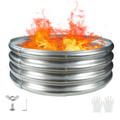 TBMLC 32-inch Round Galvanized Steel Fire Ring Pit front view