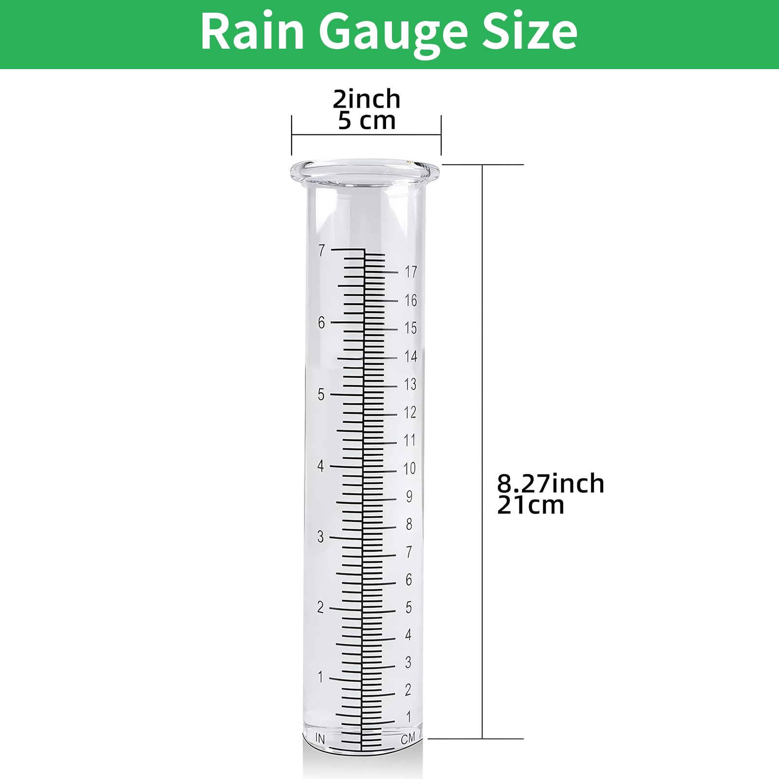 TBWHL rain gauge replacement tube with dual scale measurement