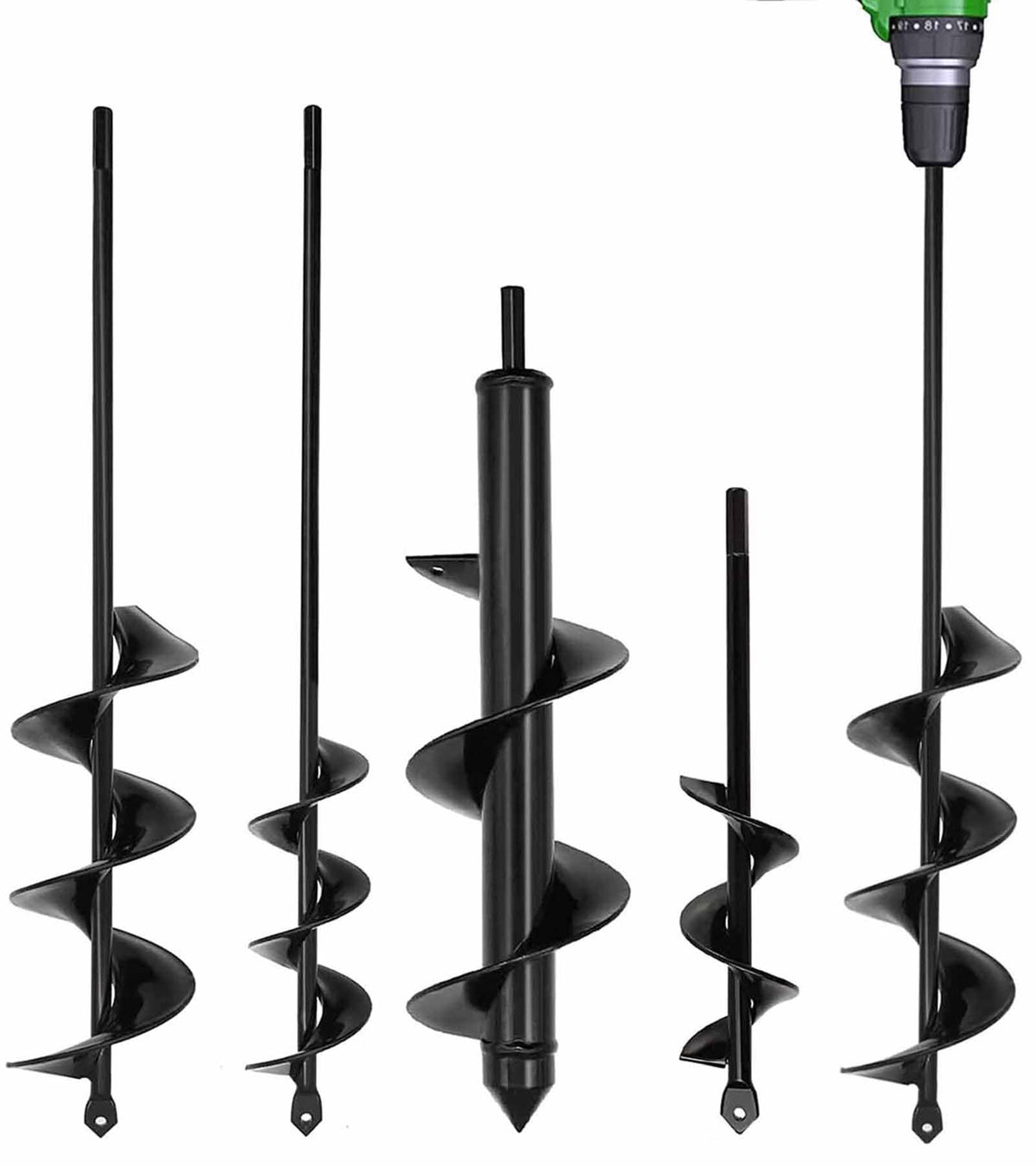 TCBWFY 4 Pack Garden Auger Spiral Drill Bits in green