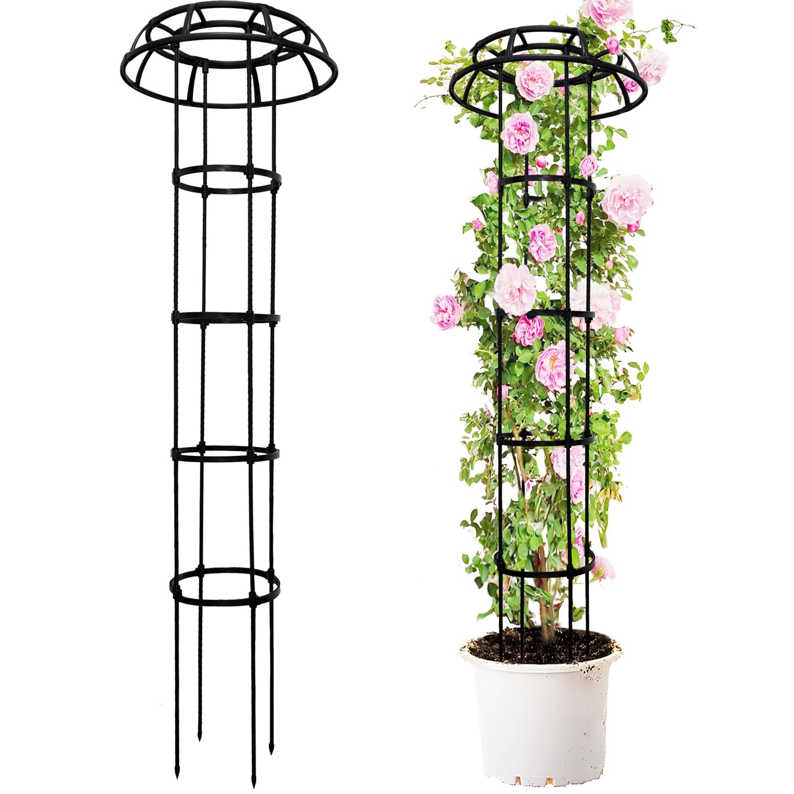 TCBWFY 65-Inch Garden Trellis with mushroom top side view