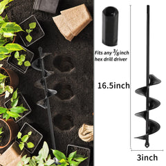 TCBWFY garden auger drill bit 1.6"x16.5" showing size