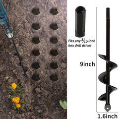TCBWFY Garden Auger Drill Bit 1.6x9 inch side view