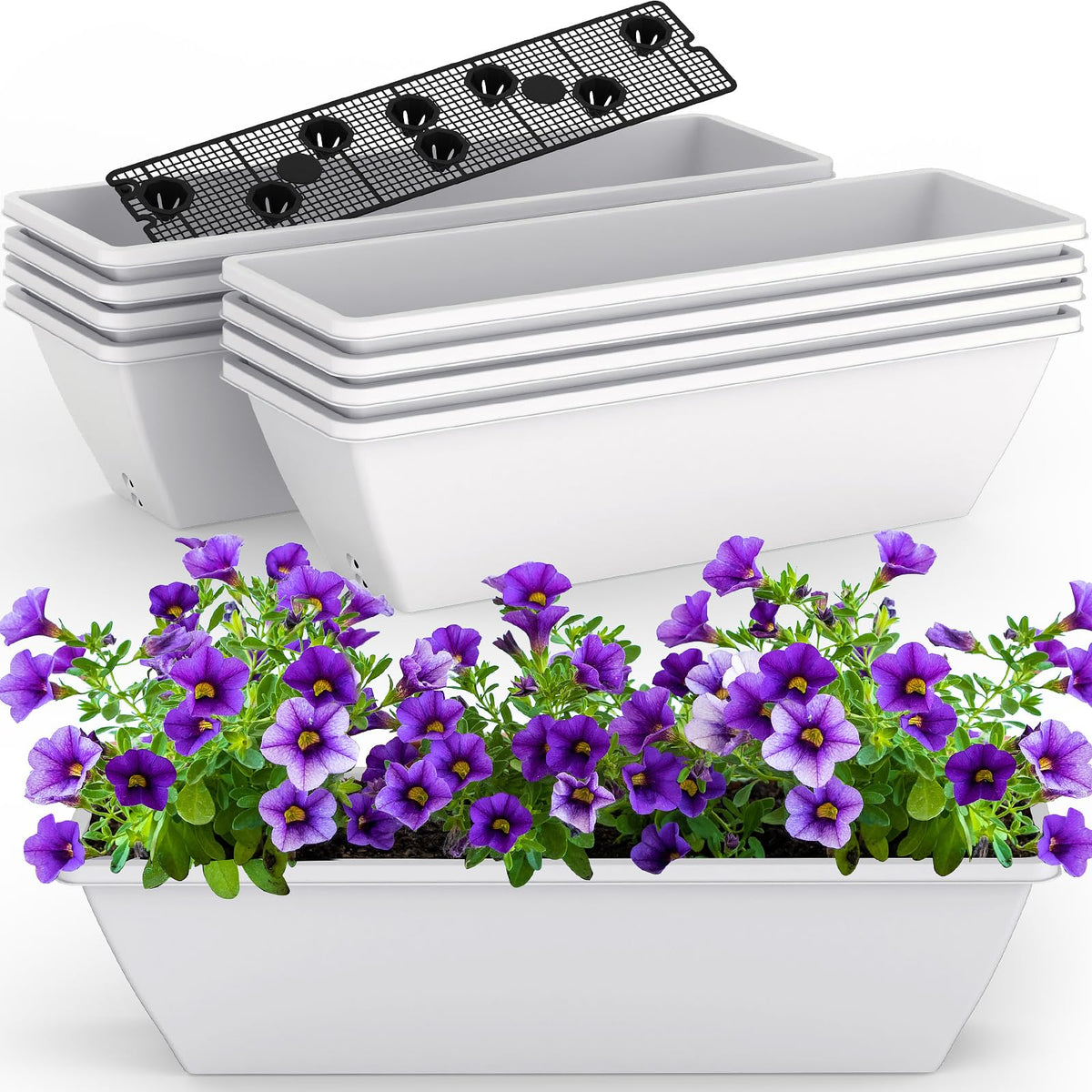 Tcevily 24 Inch White Window Planter Box front view