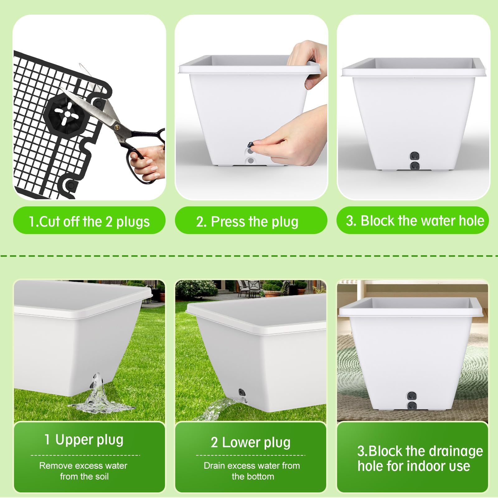 Tcevily 24 Inch White Window Planter Box with plants