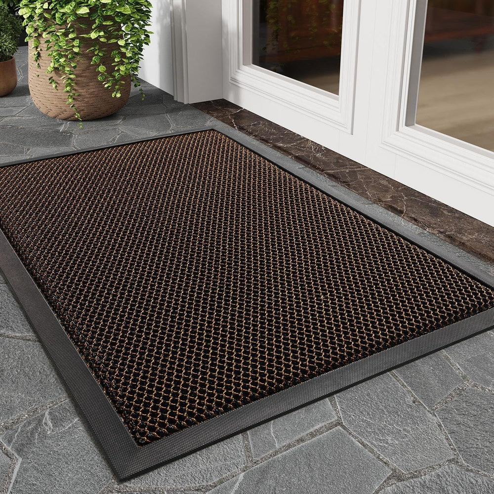 tchdio 17x29 brown doormat front view