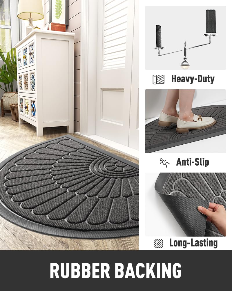 tchdio Door Mat Grey semicircular shape
