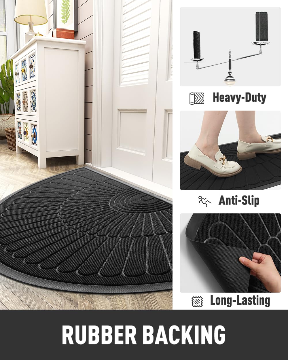 tchdio Door Mat rubber backing for durability