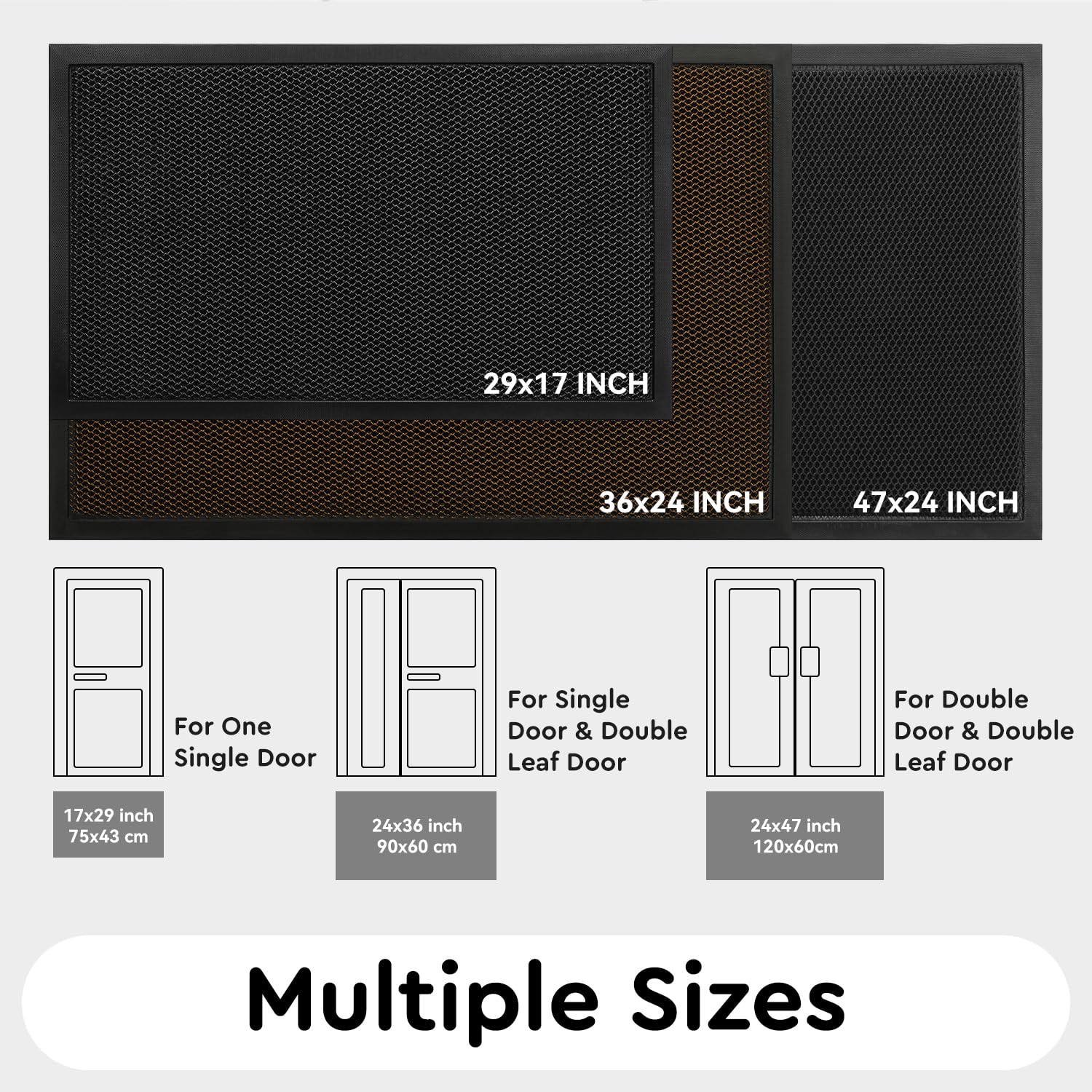 tchdio Front Door Mat Grey placed in high-traffic area
