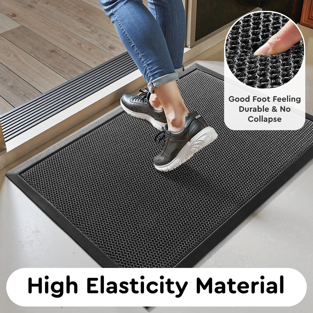 tchdio Front Door Mat Grey with dirt trapping mesh surface