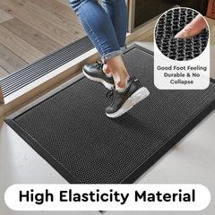 tchdio Front Door Mat Grey with dirt trapping mesh surface