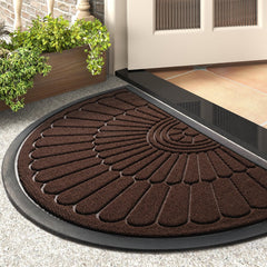 tchdio outdoor doormat brown semicircular front view