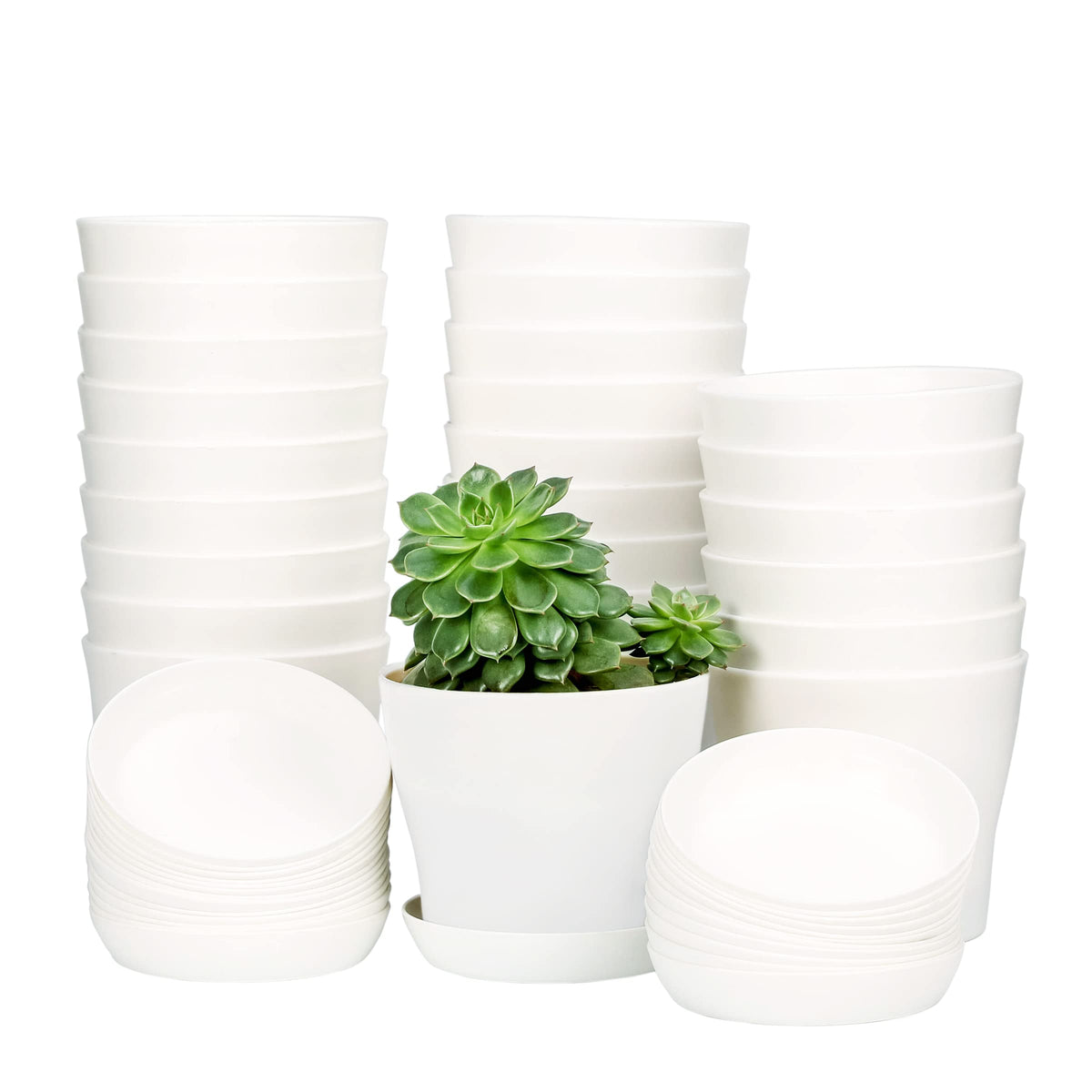 TDHDIKE 10 Pcs Plastic Planters set with white finish