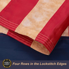 Tea-stained Betsy Ross Flag displayed outdoors