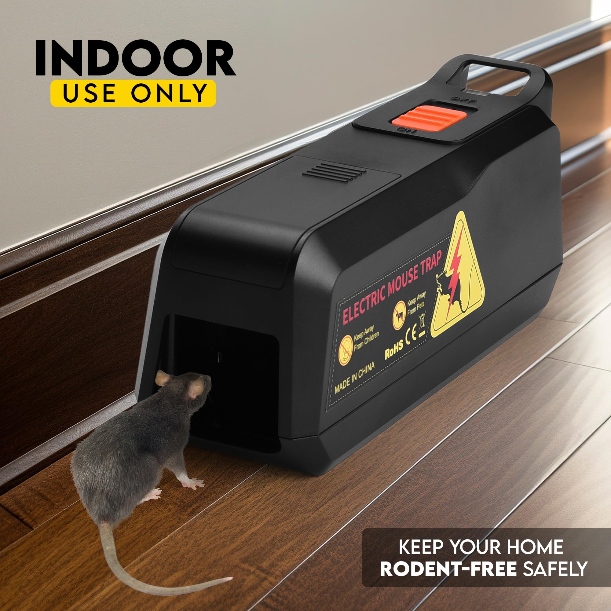 Teal Elite Electric Mouse Trap dimensions displayed