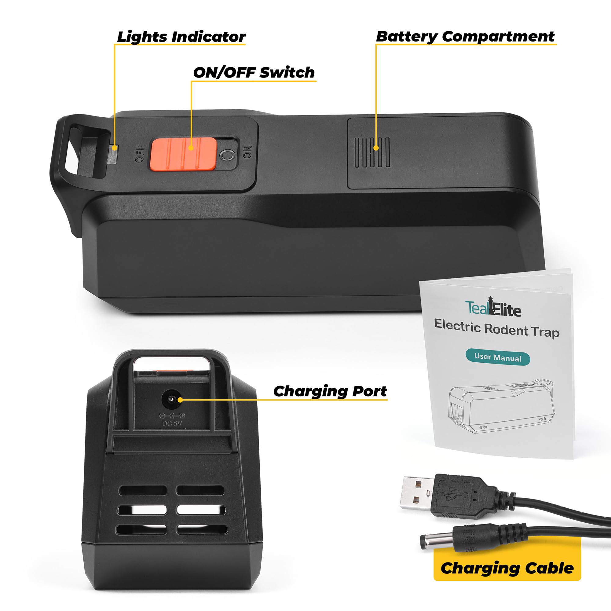 Teal Elite Electric Mouse Trap in a clean indoor setting