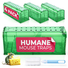 Teal Elite Humane Mouse Trap Pack of 4, green plastic traps