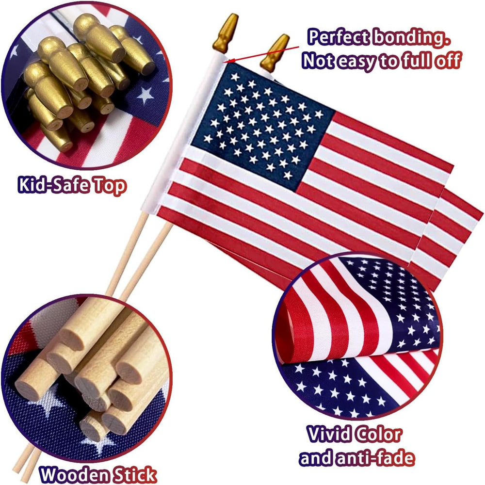 Tear-resistant and waterproof American flag on stick