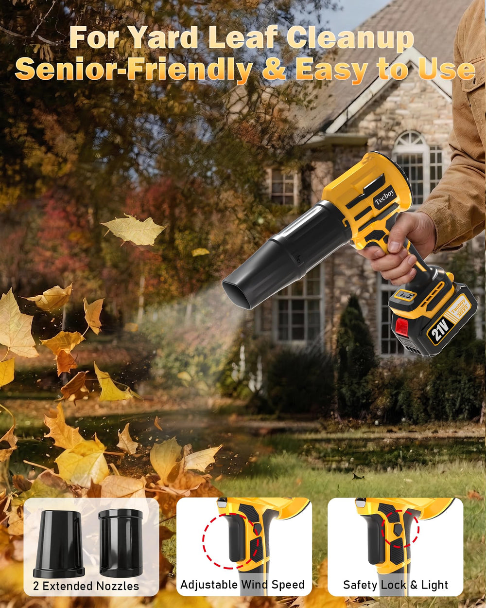 Tecboy Leaf Blower lightweight design on a workbench