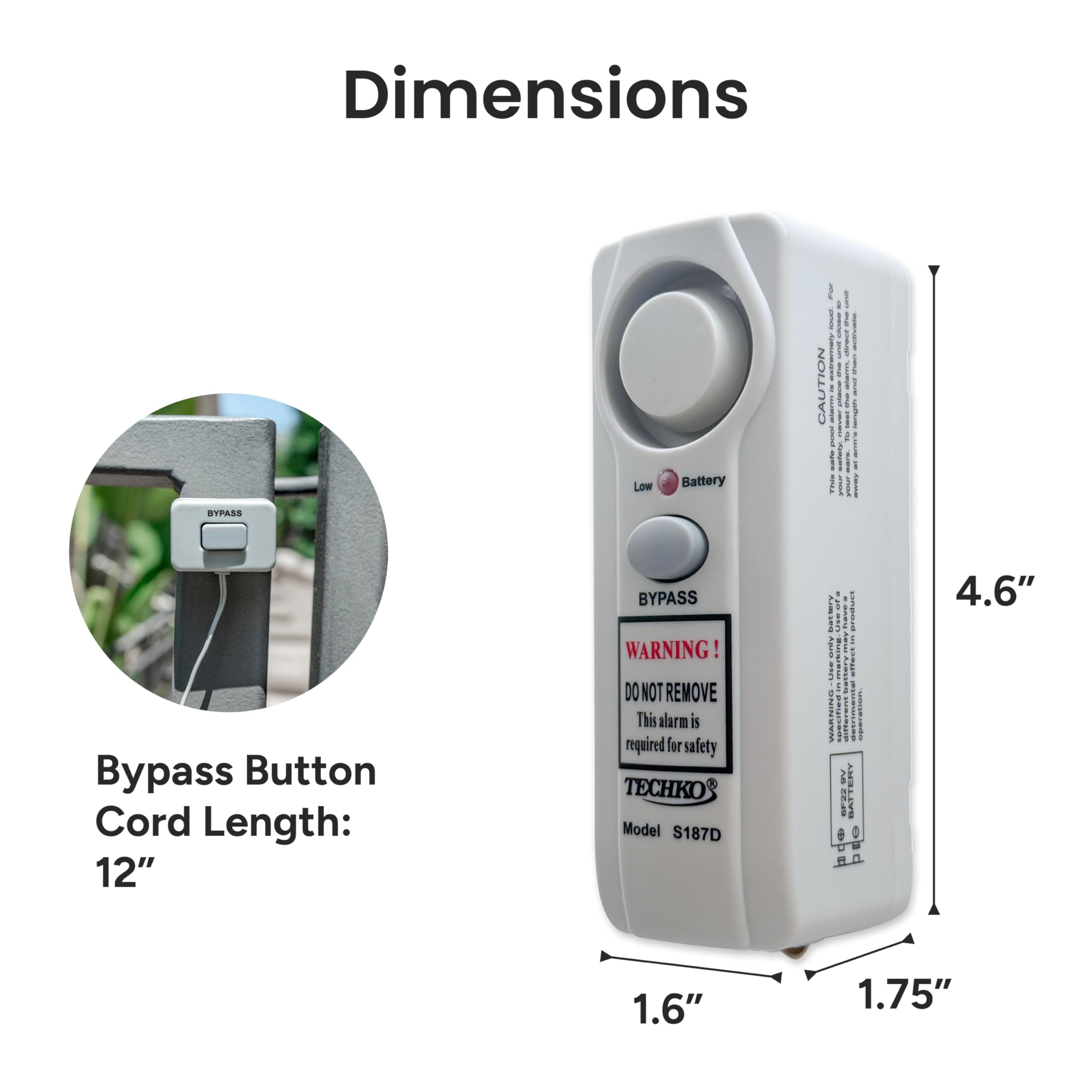 TECHKO S187D Safe Pool Alarm close-up of buttons