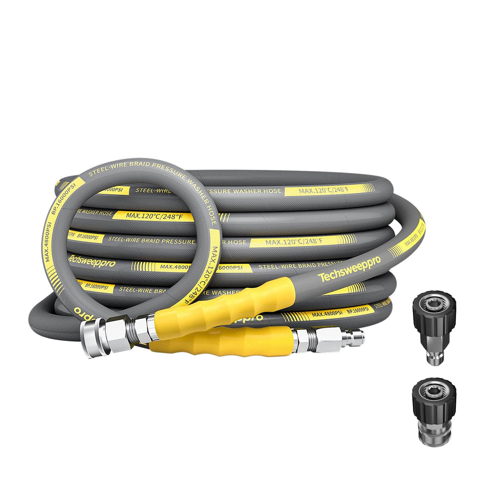 TechSweepPro 25FT pressure washer hose gray model side view