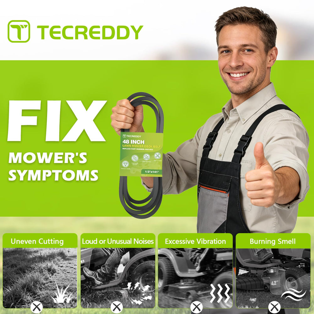 Tecreddy GX21833 Mower Deck Belt dimensions on measuring tape