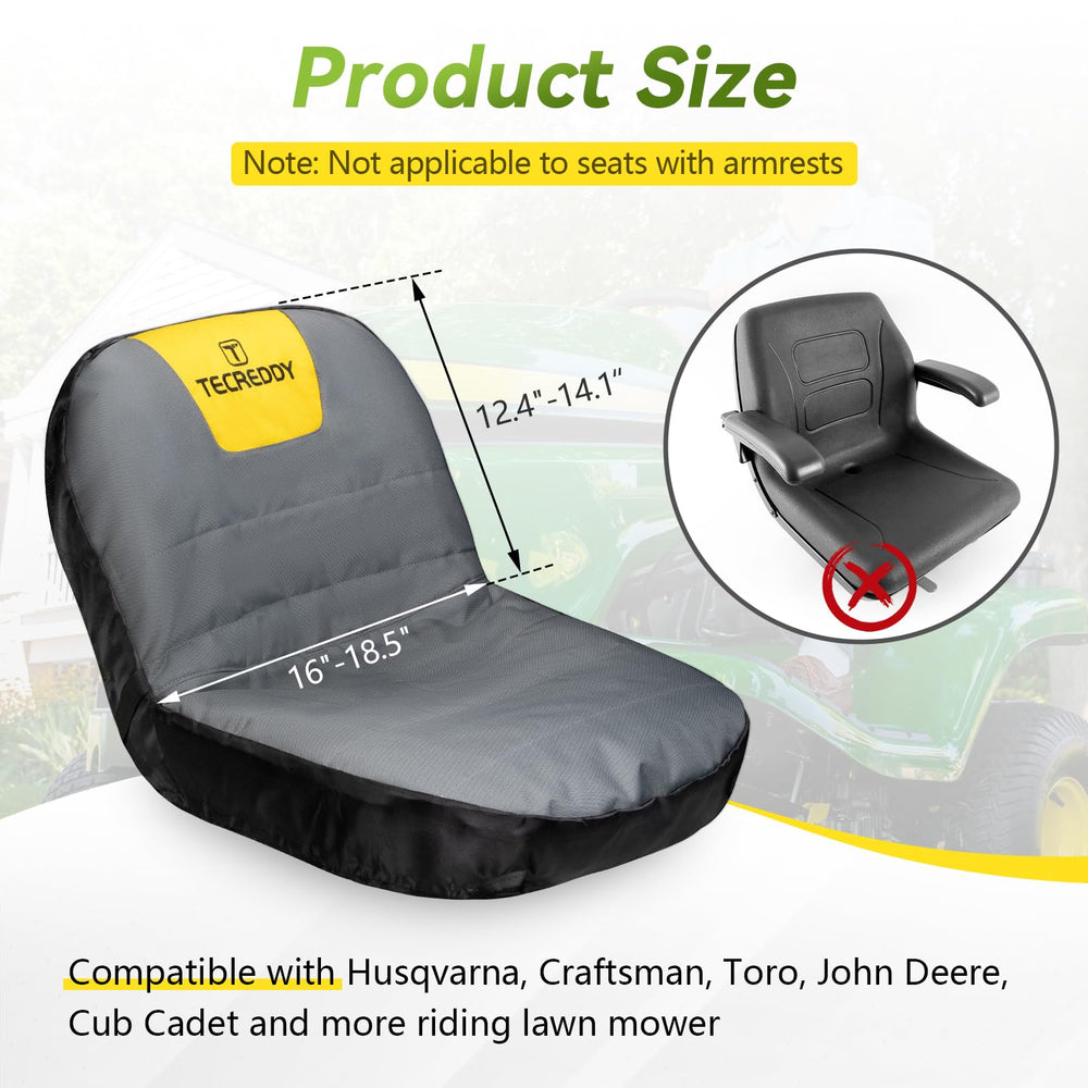 Tecreddy Lawn Mower Seat Cover back view with pockets