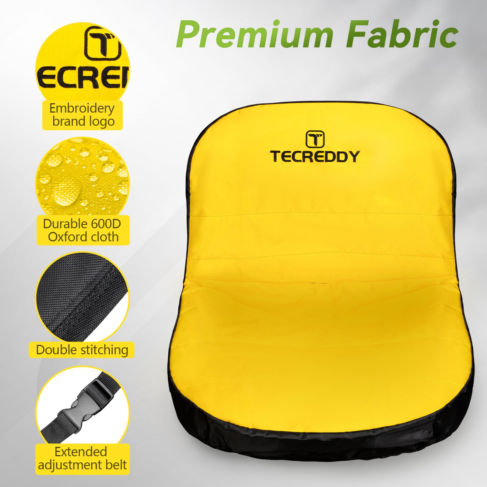Tecreddy lawn mower seat cover close-up of fabric texture