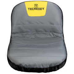 Tecreddy Lawn Mower Seat Cover front view, gray and yellow