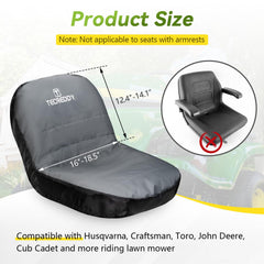 Tecreddy Lawn Mower Seat Cover Gray back view with pockets