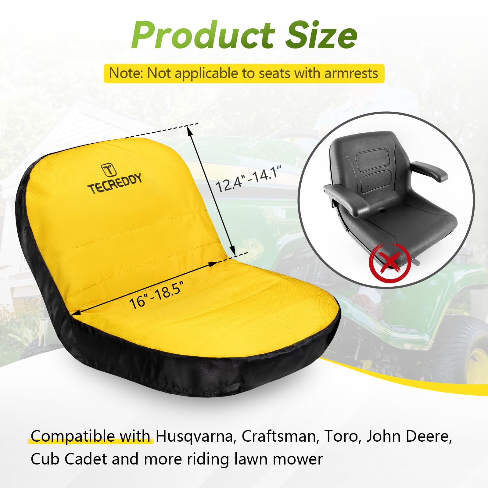 Tecreddy lawn mower seat cover with pockets for tools