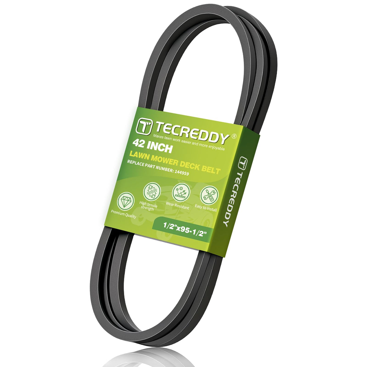 Tecreddy mower deck belt 1/2 inch x 95.5 inch front view