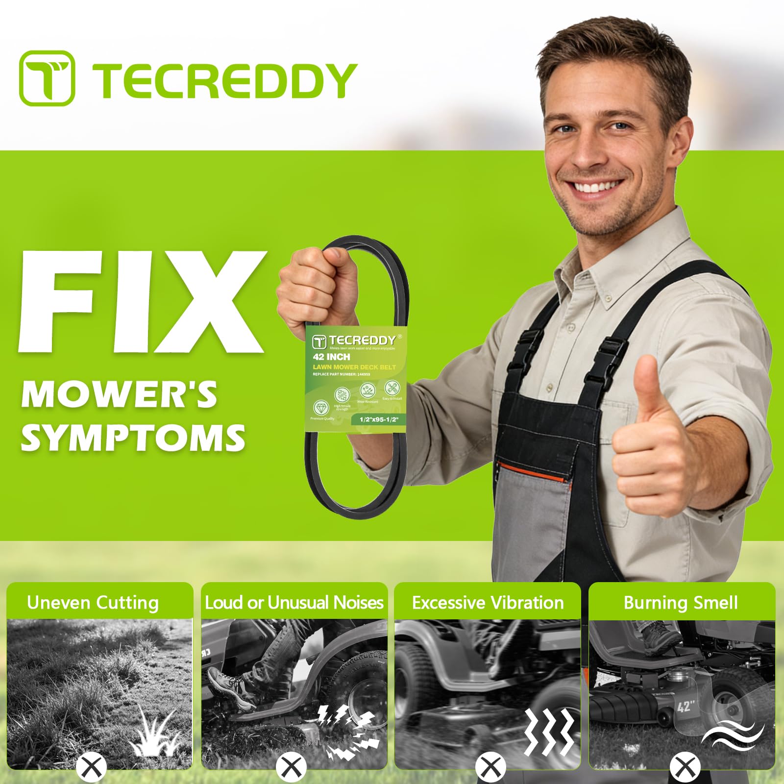 Tecreddy mower deck belt dimensions